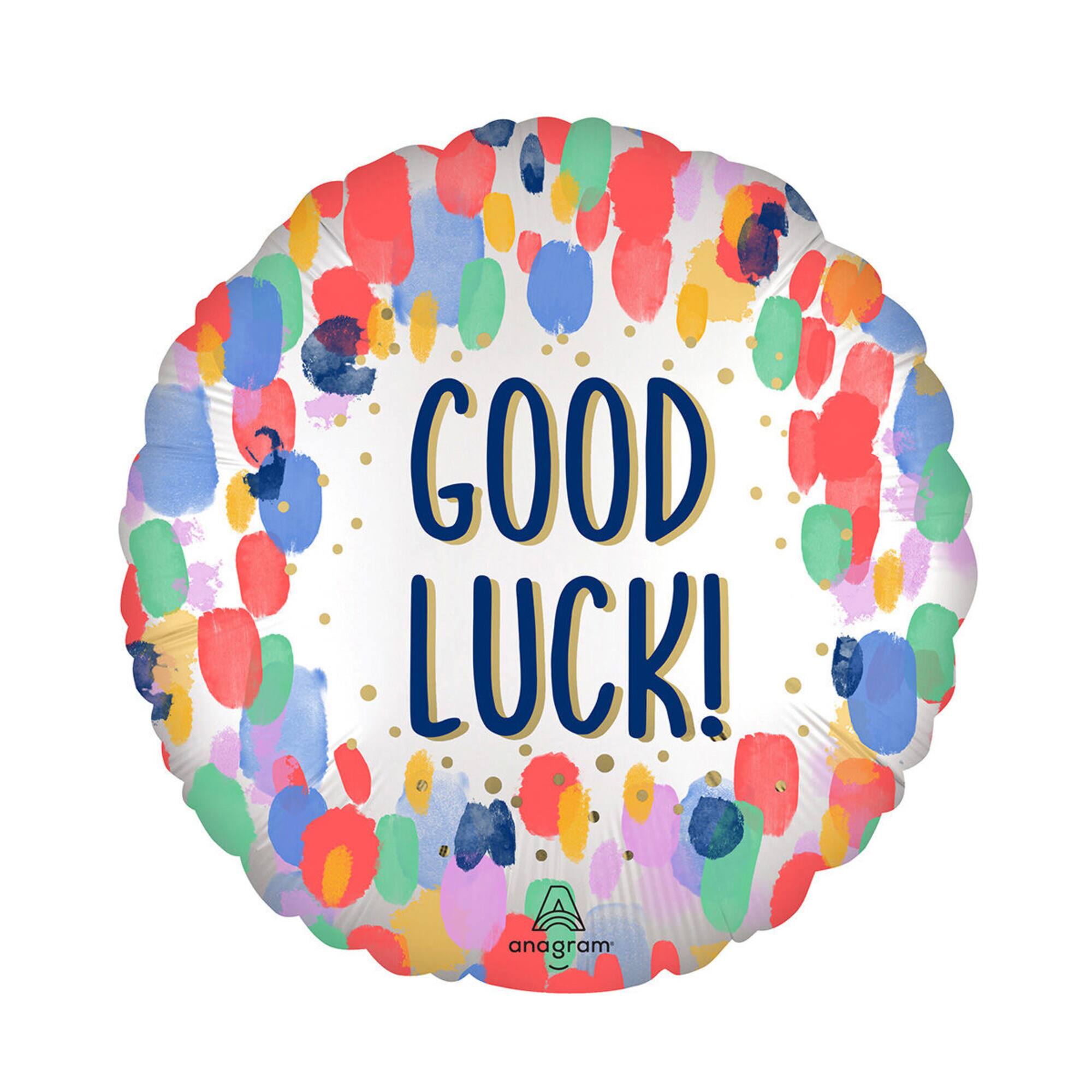 17" Satin Painterly Dots Good Luck Foil Balloon